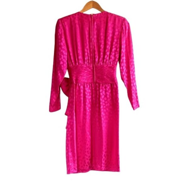 Vintage St. Gillian Petites Magenta Pink Silk Jacquard Dress - Picture 2 of 3